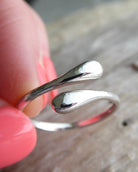 Adjustable Sterling Silver Bypass Ring - Modern Hammered Wrap Around Ring For Women