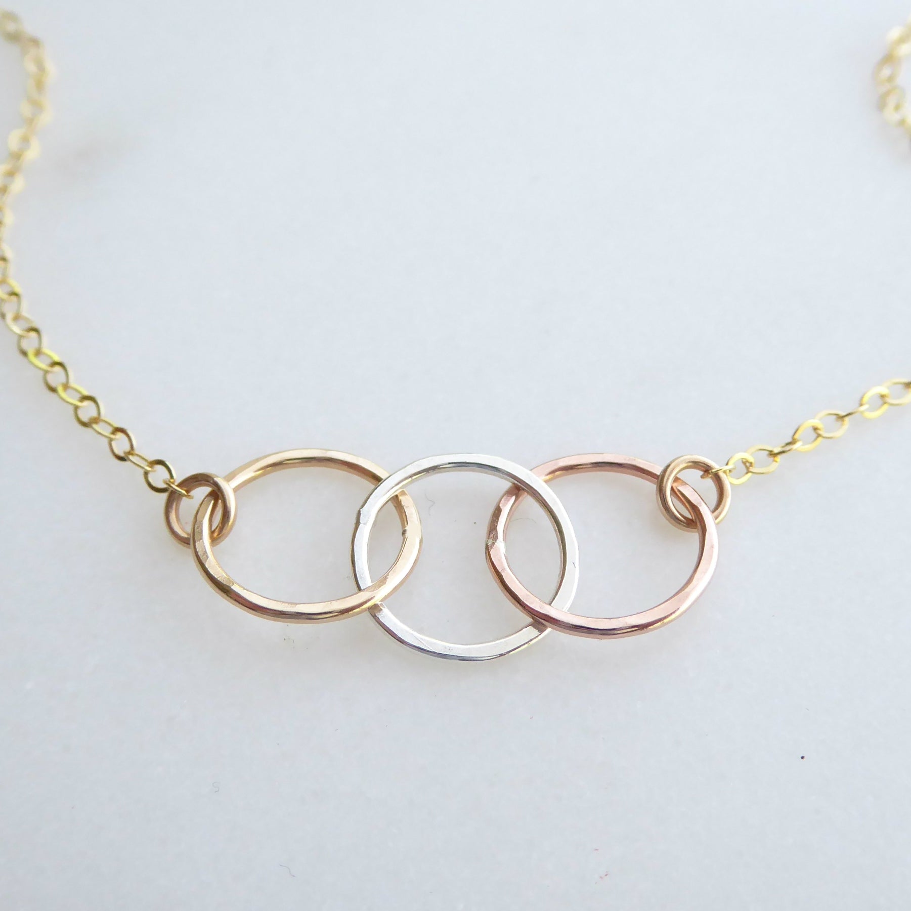Three Circle Necklace With Mixed Metal Trio Infinity, Gold