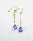 Genuine Tanzanite Dangle Earrings For Women, 14k Gold Fill