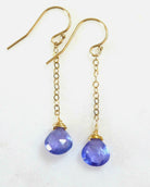 Genuine Tanzanite Dangle Earrings For Women, 14k Gold Fill