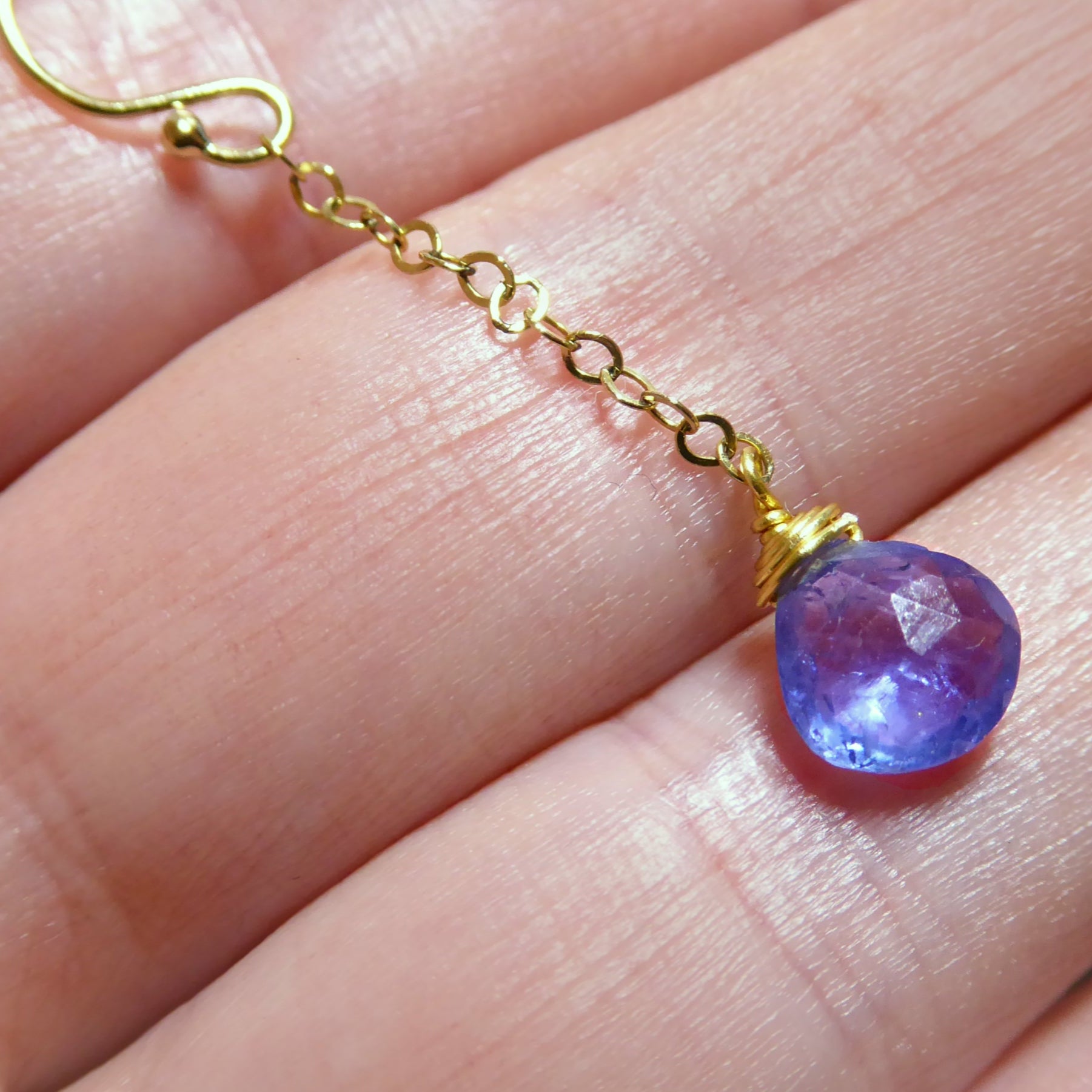 Genuine Tanzanite Dangle Earrings For Women, 14k Gold Fill