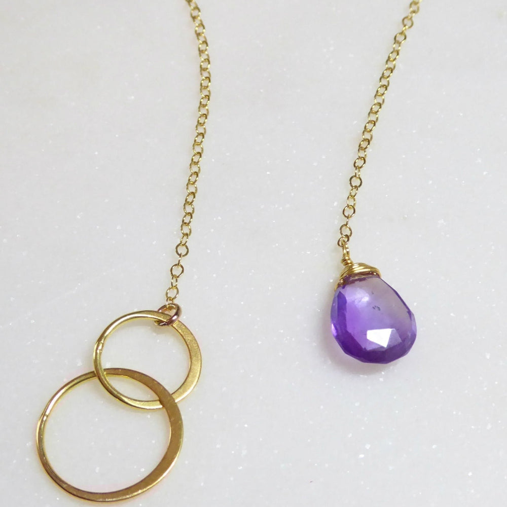 Amethyst Lariat Y Necklace For Women - No Clasp