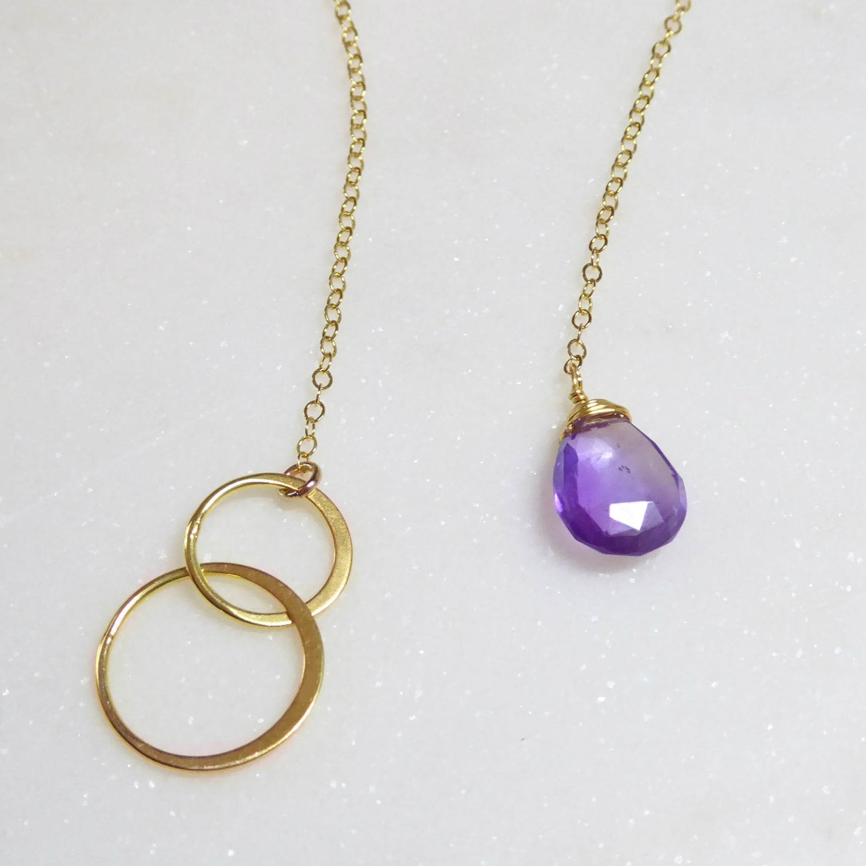 Amethyst Lariat Y Necklace For Women - No Clasp