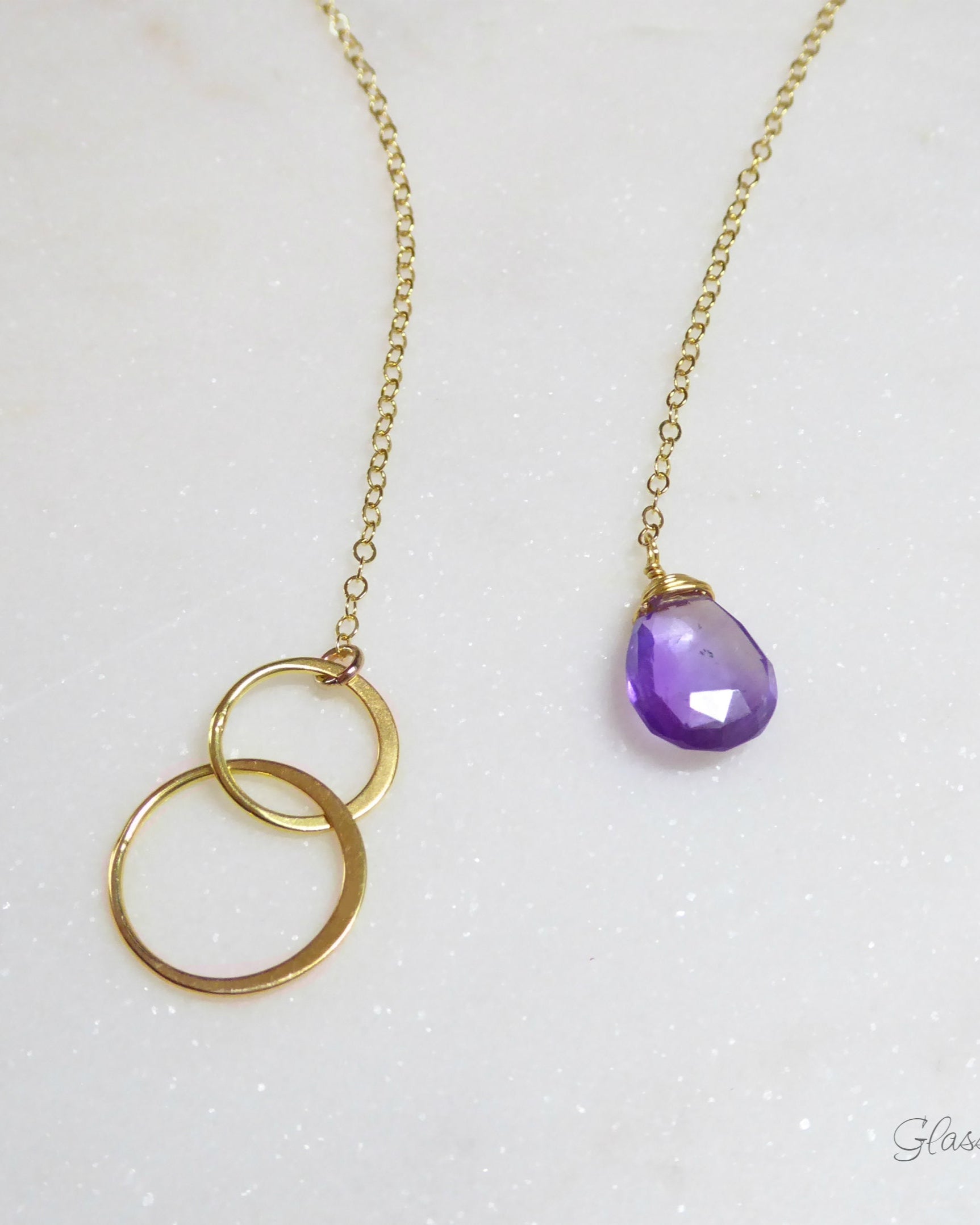 Amethyst Lariat Y Necklace For Women - No Clasp