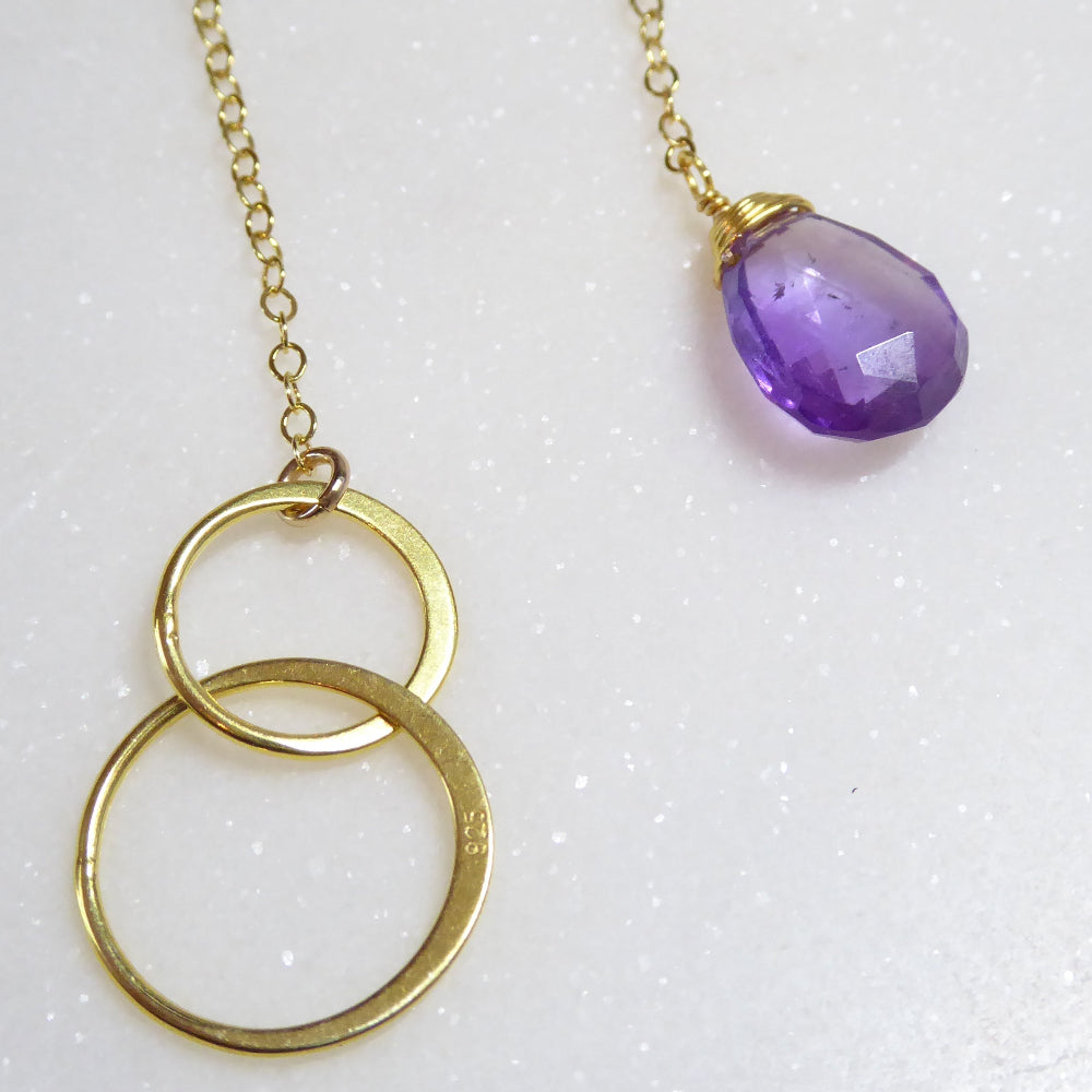 Amethyst Lariat Y Necklace For Women - No Clasp
