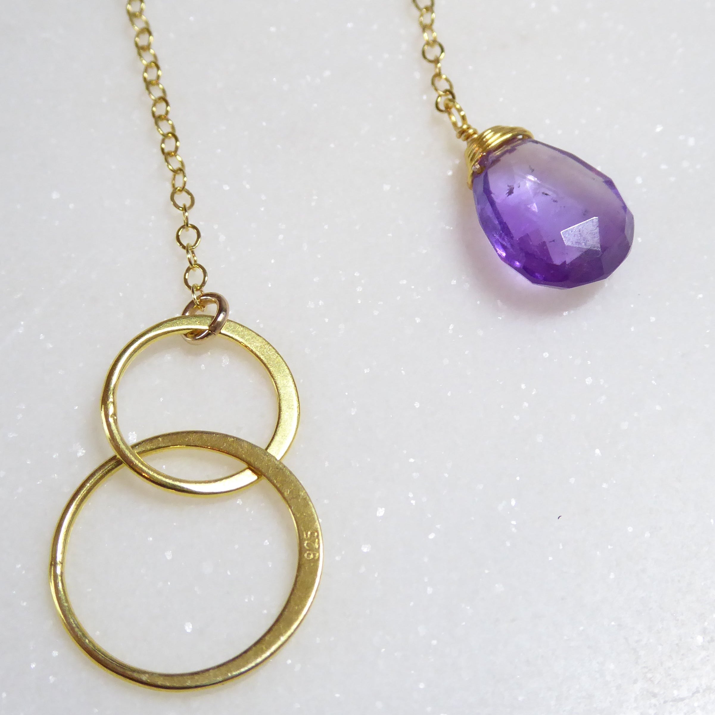 Amethyst Lariat Y Necklace For Women - No Clasp
