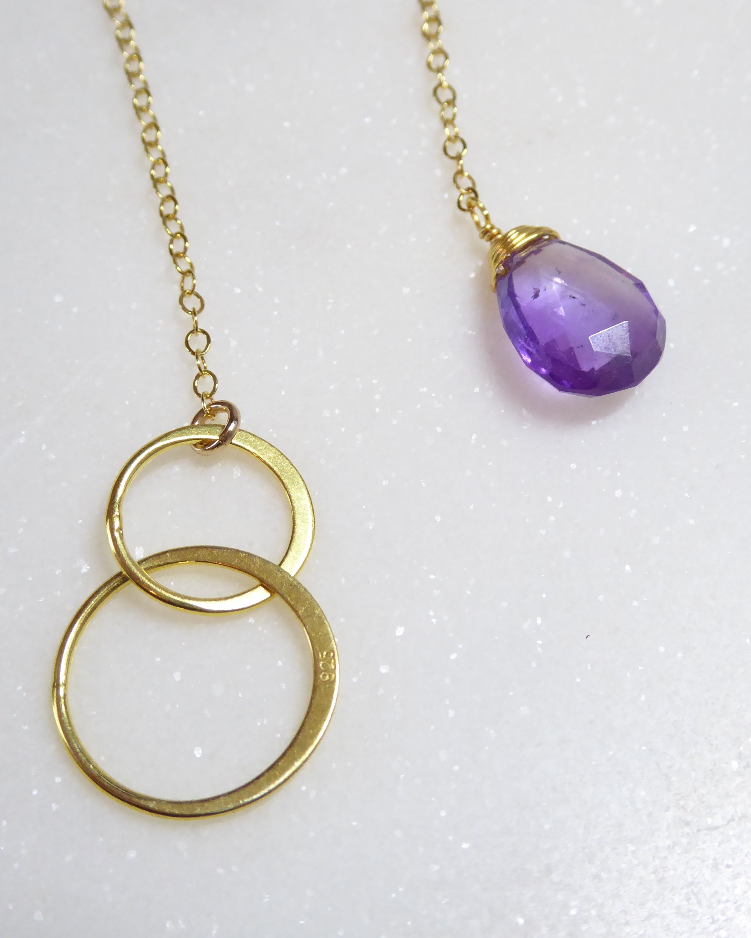 Amethyst Lariat Y Necklace For Women - No Clasp