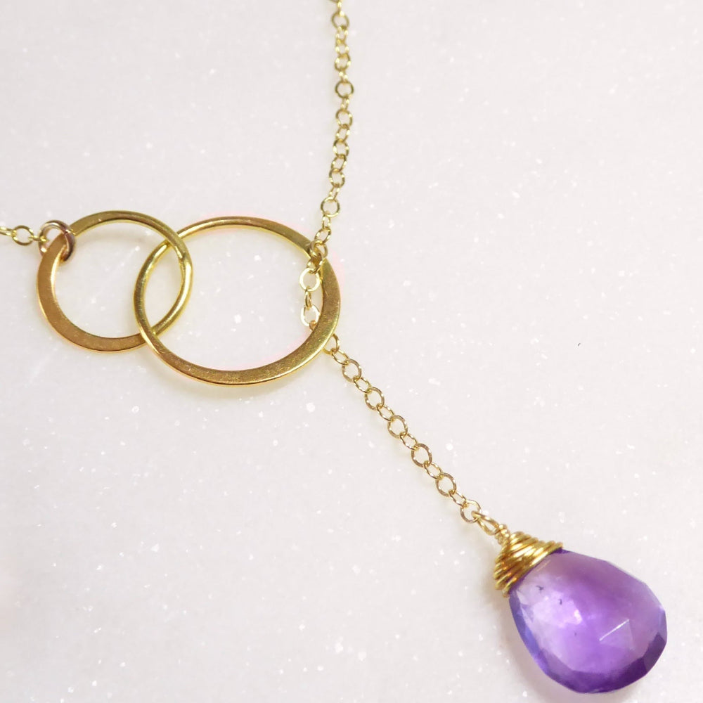 Amethyst Lariat Y Necklace For Women - No Clasp