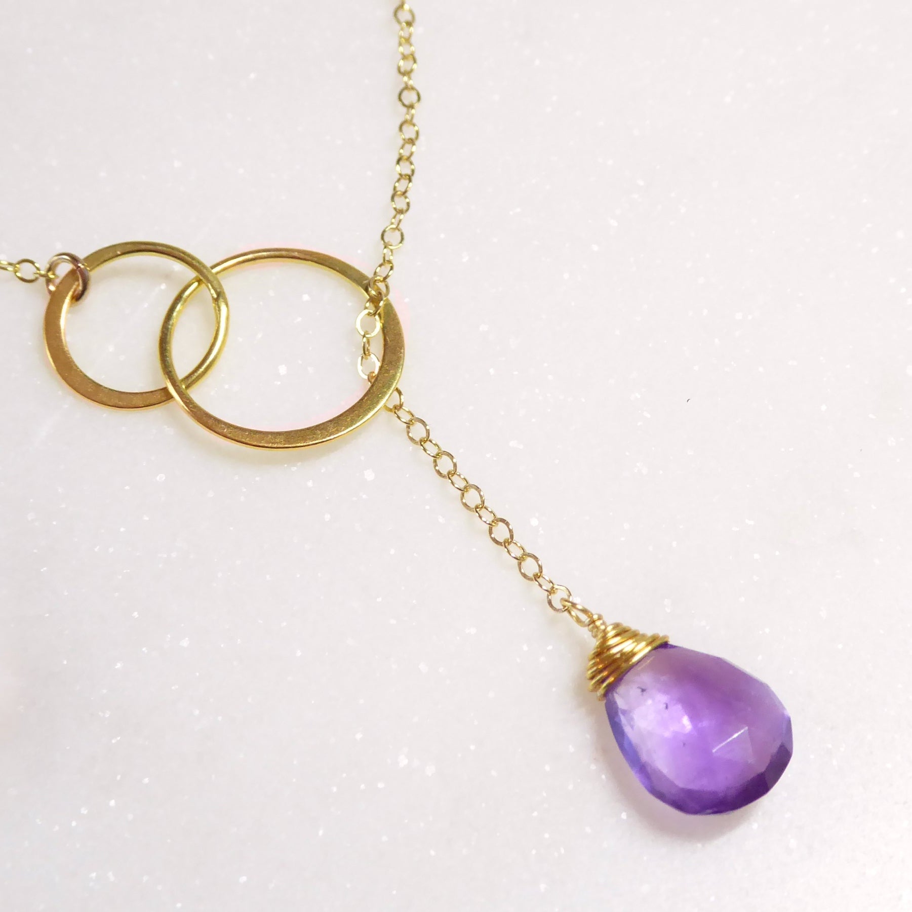 Amethyst Lariat Y Necklace For Women - No Clasp