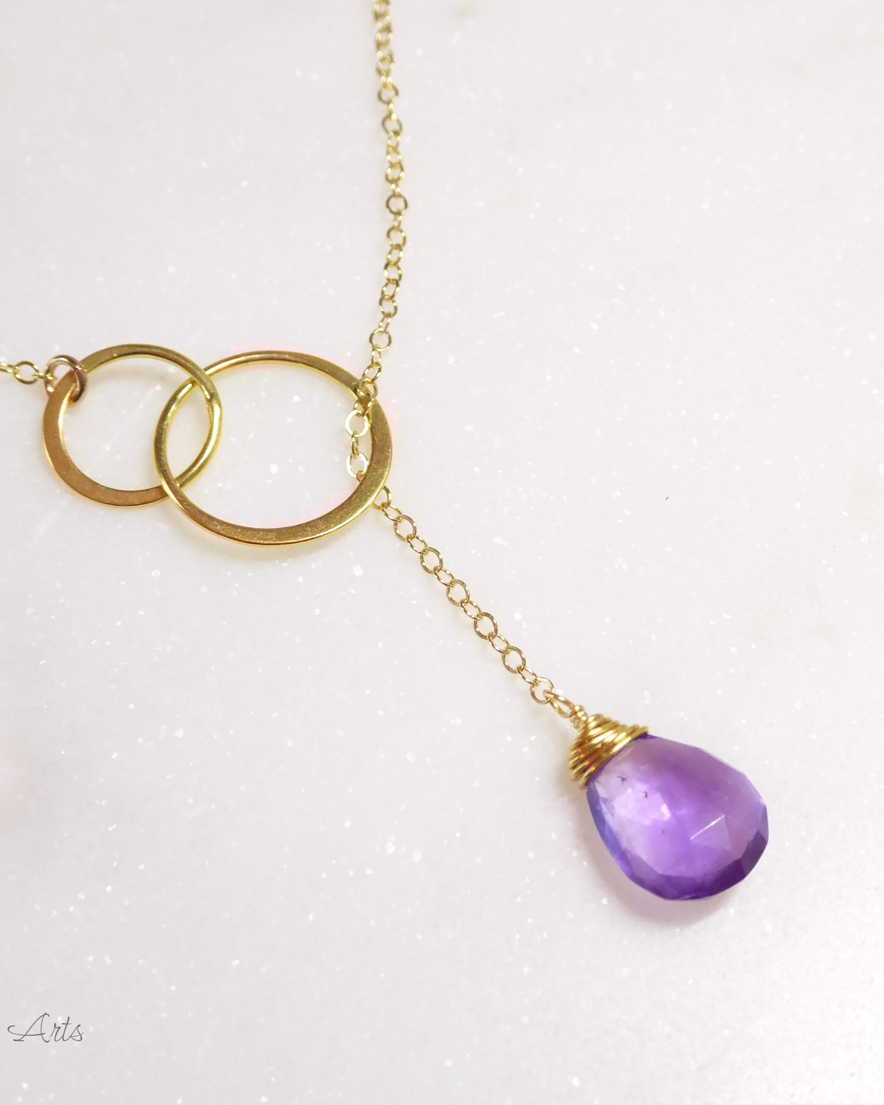 Amethyst Lariat Y Necklace For Women - No Clasp