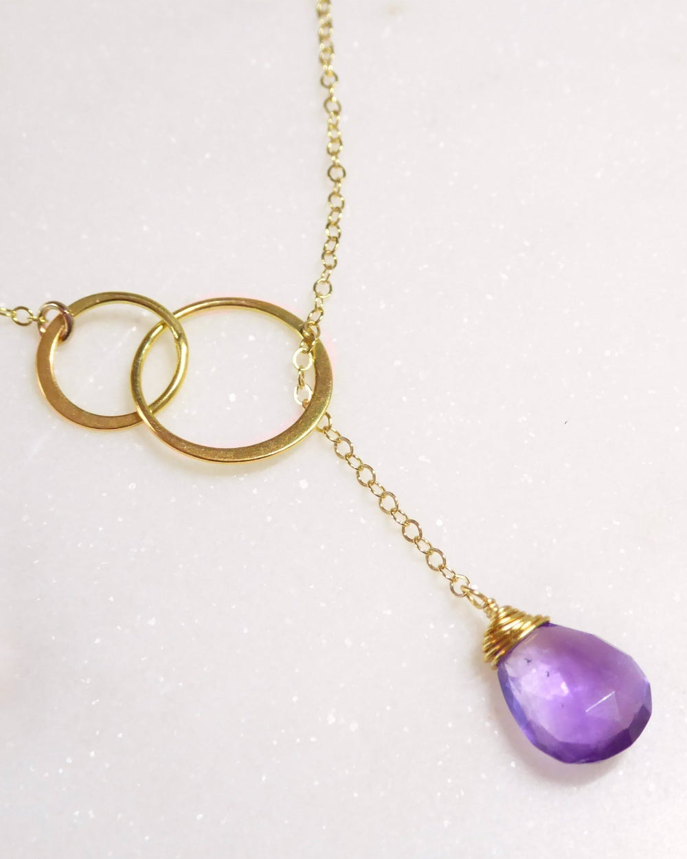 Amethyst Lariat Y Necklace For Women - No Clasp