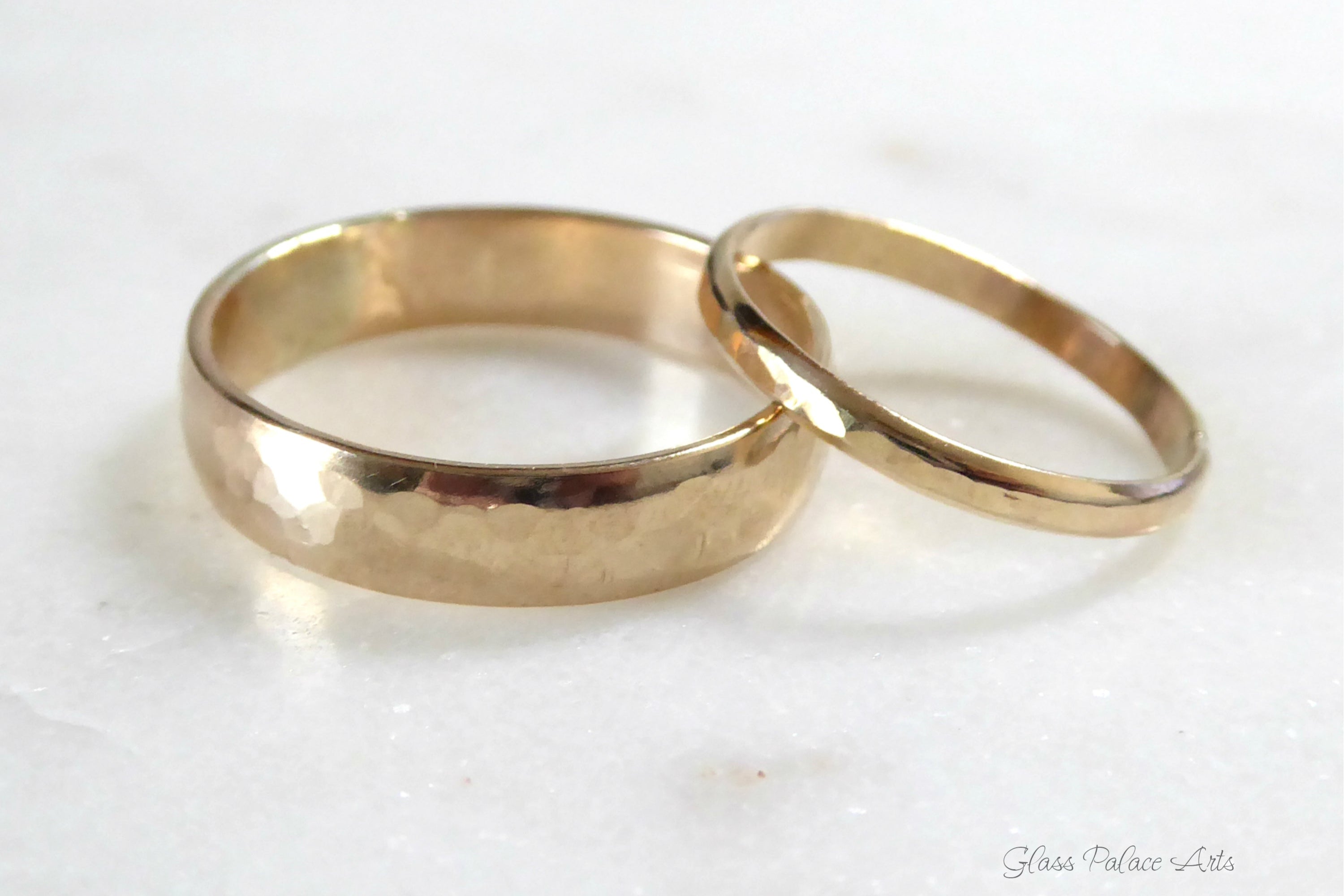 His And Hers Couples Ring Set 14k Gold Fill, Matching Wedding Bands