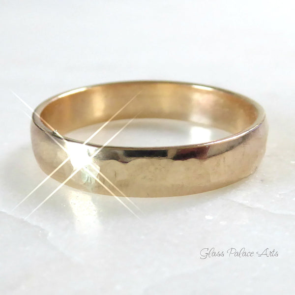 14k Gold Fill Ring - For Men or Women, Unixsex 4.5mm Hammered Band