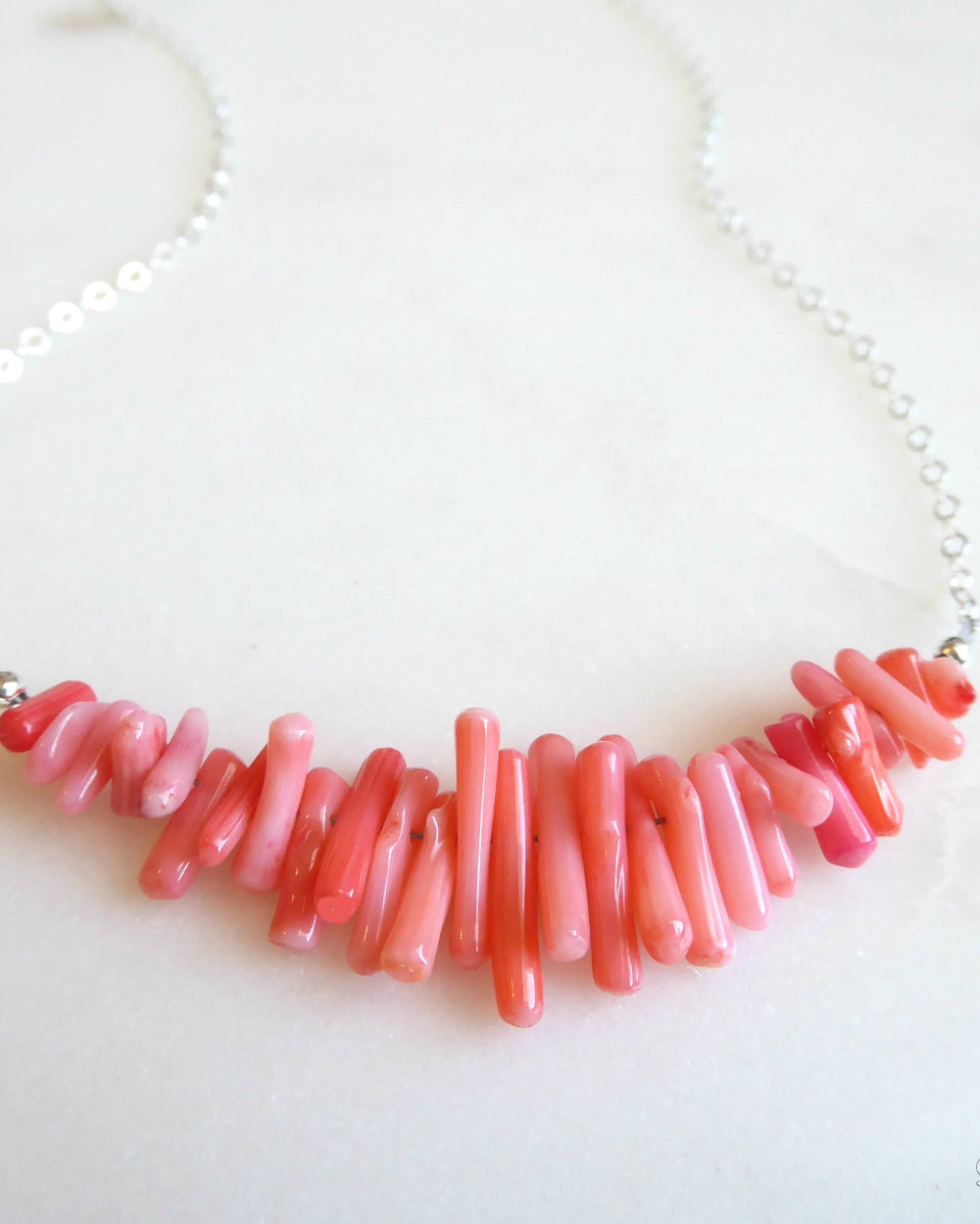 Pink Coral Necklace For Women - Sterling Silver, 14k Gold Fill or Rose Gold