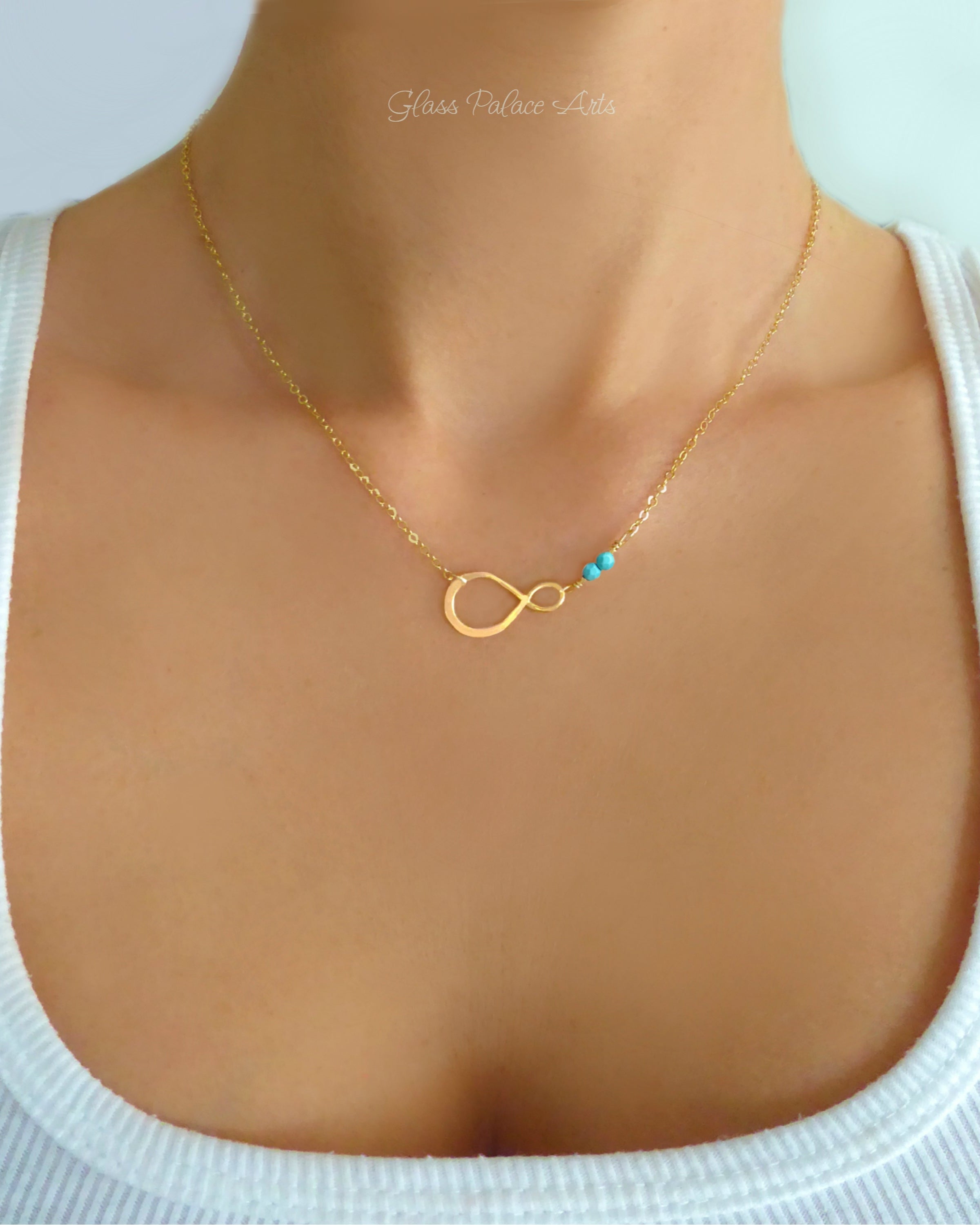 Beaded Turquoise Pendant Necklace For Women - Gold