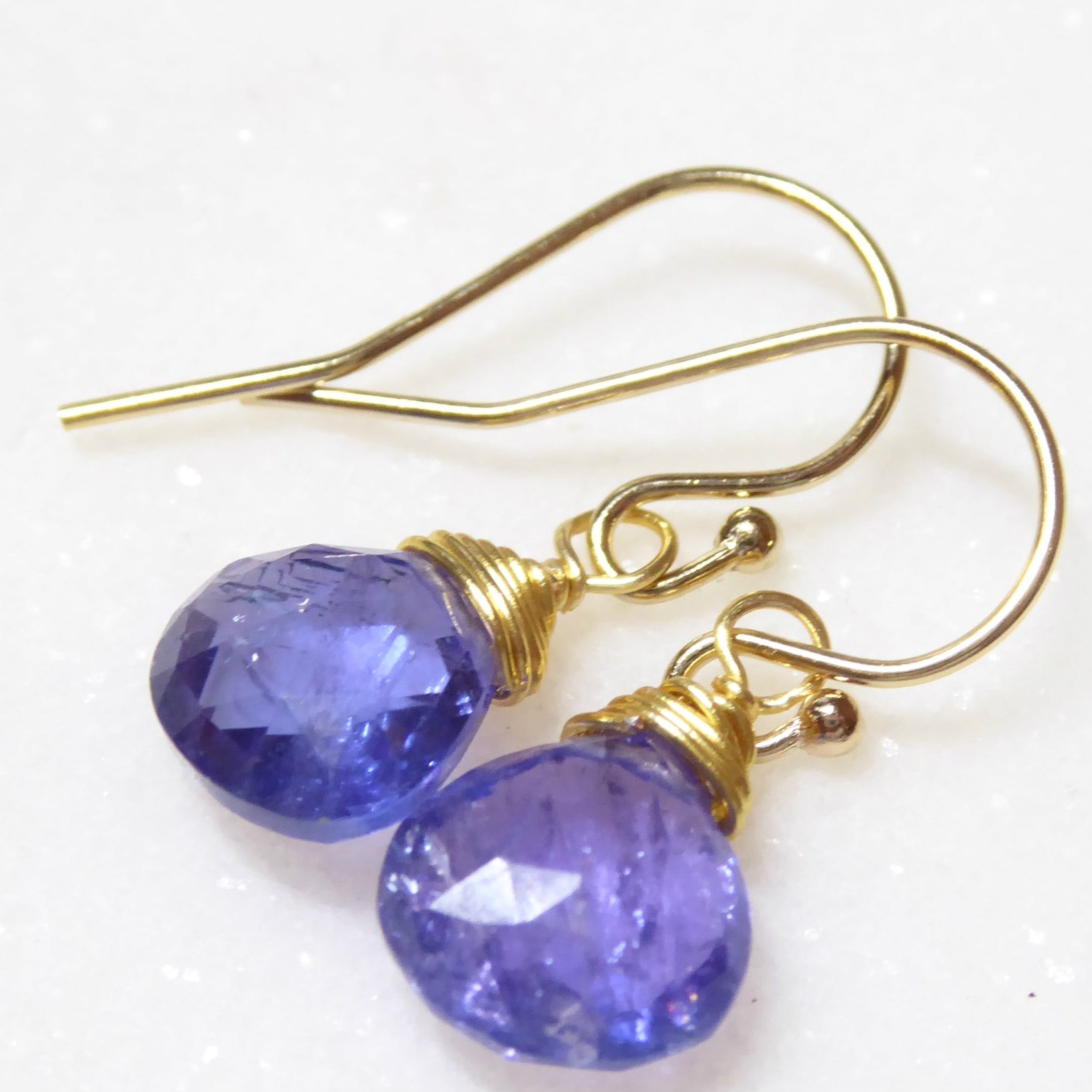 Genuine Tanzanite Teardrop Earrings With Gemstone Dangle