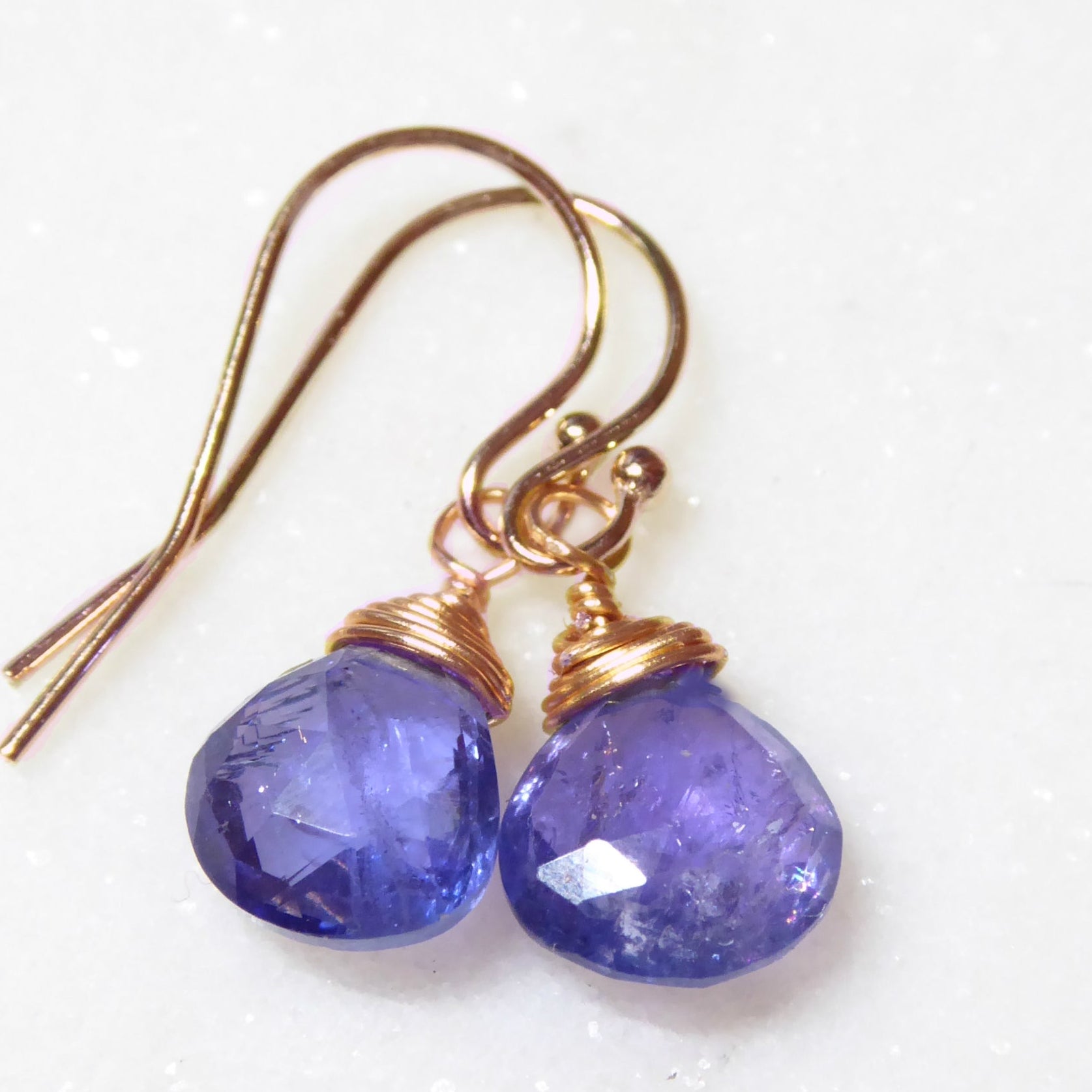 Genuine Tanzanite Teardrop Earrings With Gemstone Dangle