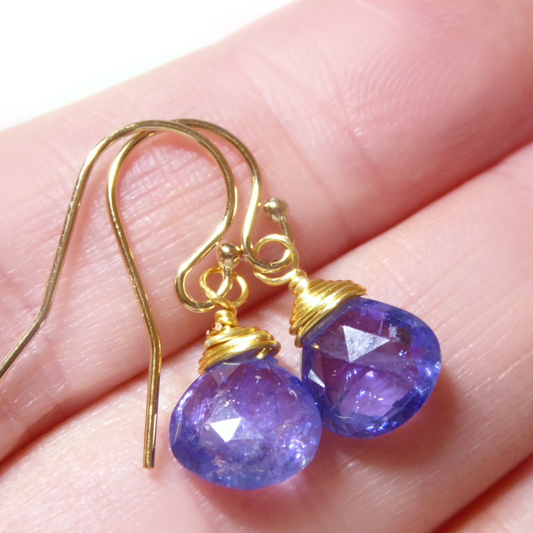 Genuine Tanzanite Teardrop Earrings With Gemstone Dangle