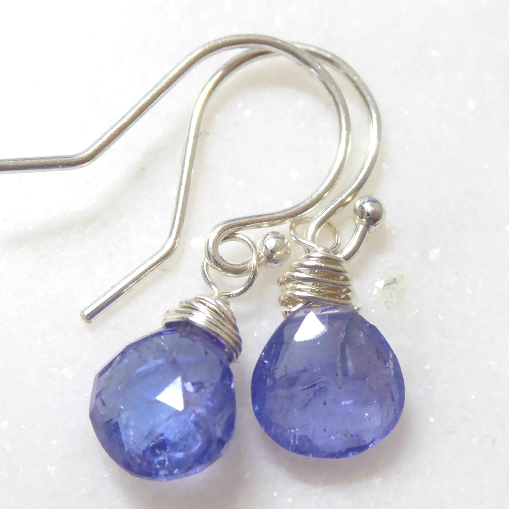 Genuine Tanzanite Teardrop Earrings With Gemstone Dangle