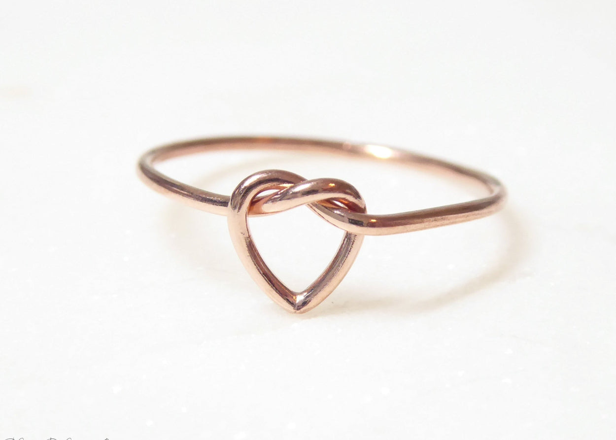 Heart Knot Ring For Women - "Tie the Knot" Sterling Silver, Rose Gold or 14k Gold Fill
