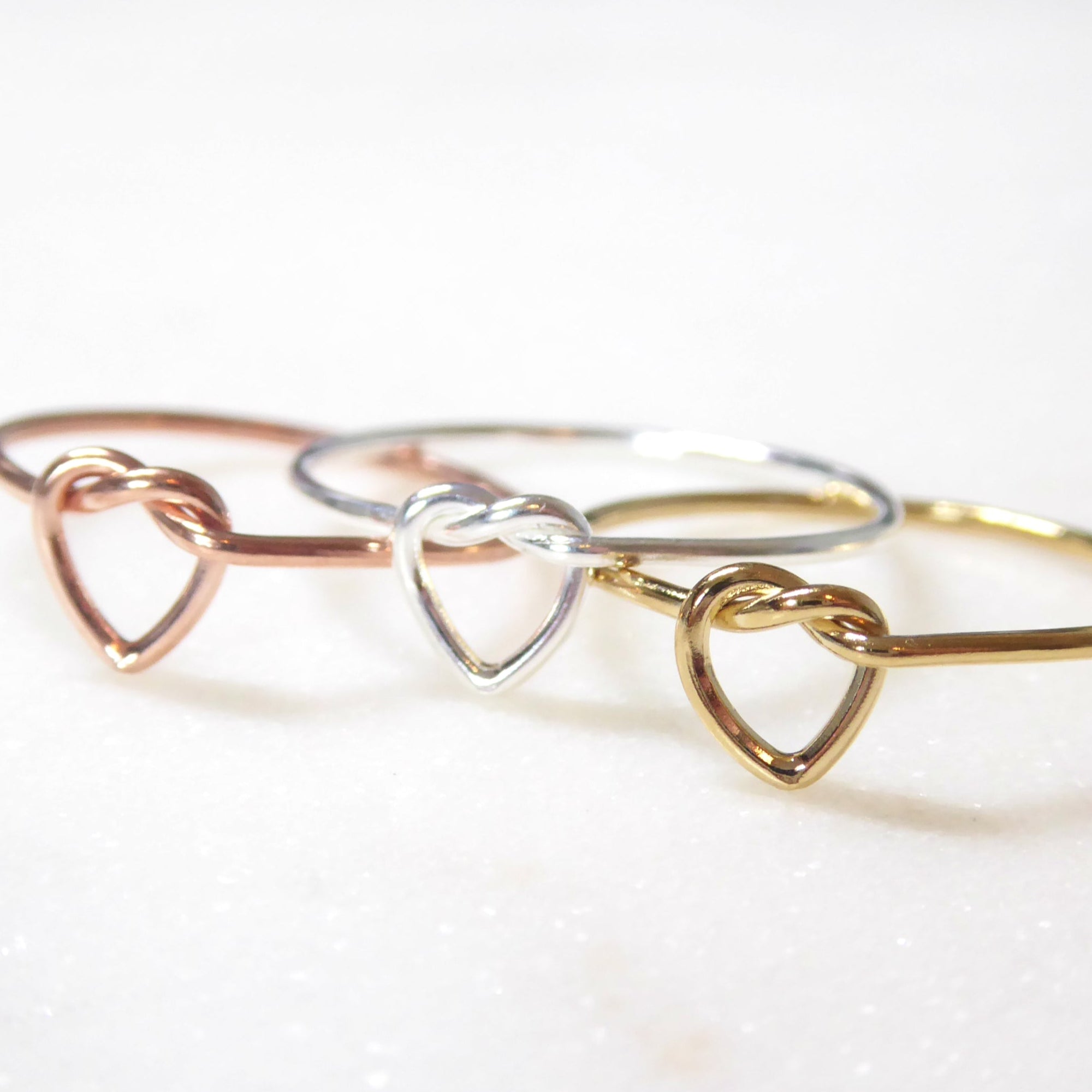 Heart Knot Ring For Women - "Tie the Knot" Sterling Silver, Rose Gold or 14k Gold Fill