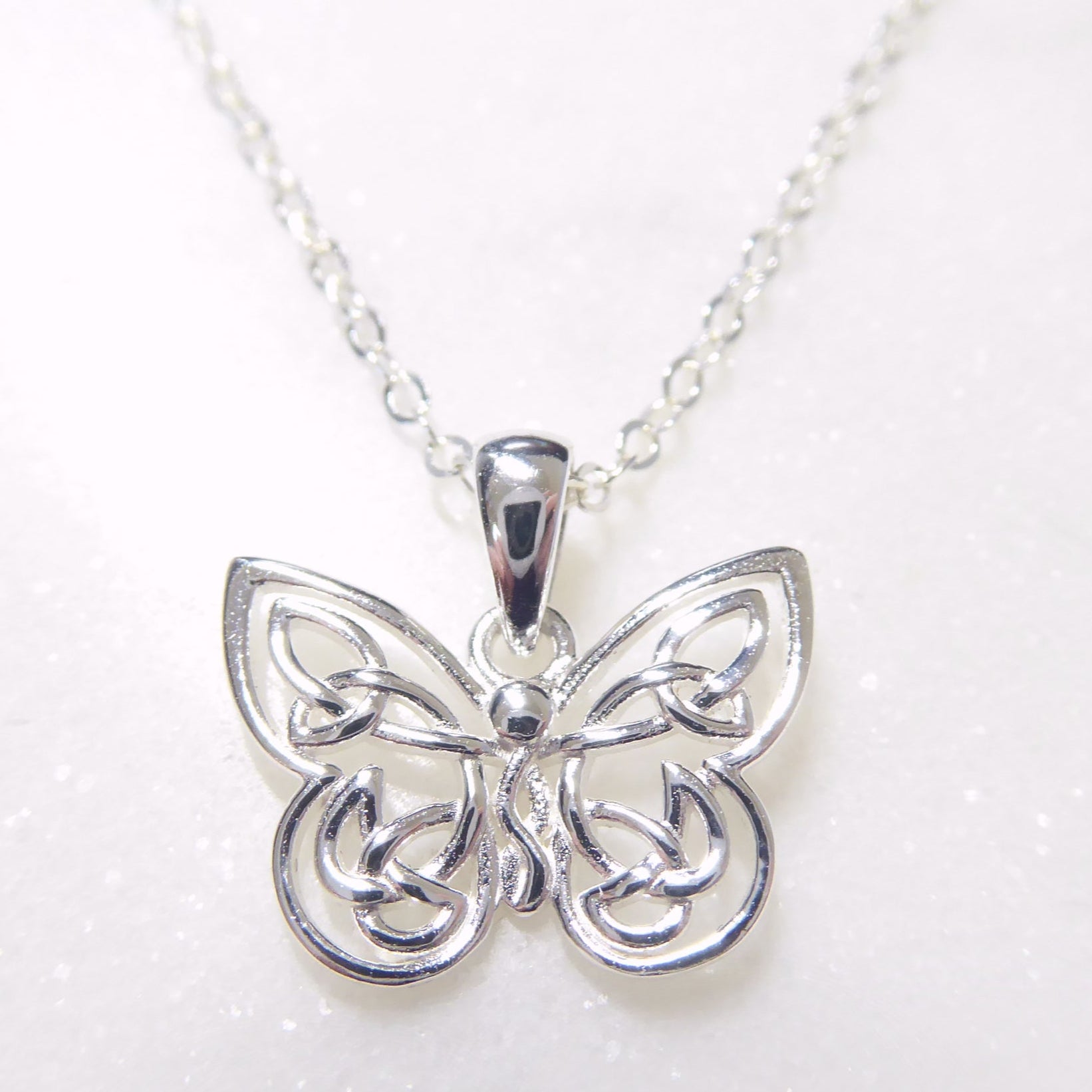 Dainty Sterling Silver Butterfly Pendant Necklace For Women