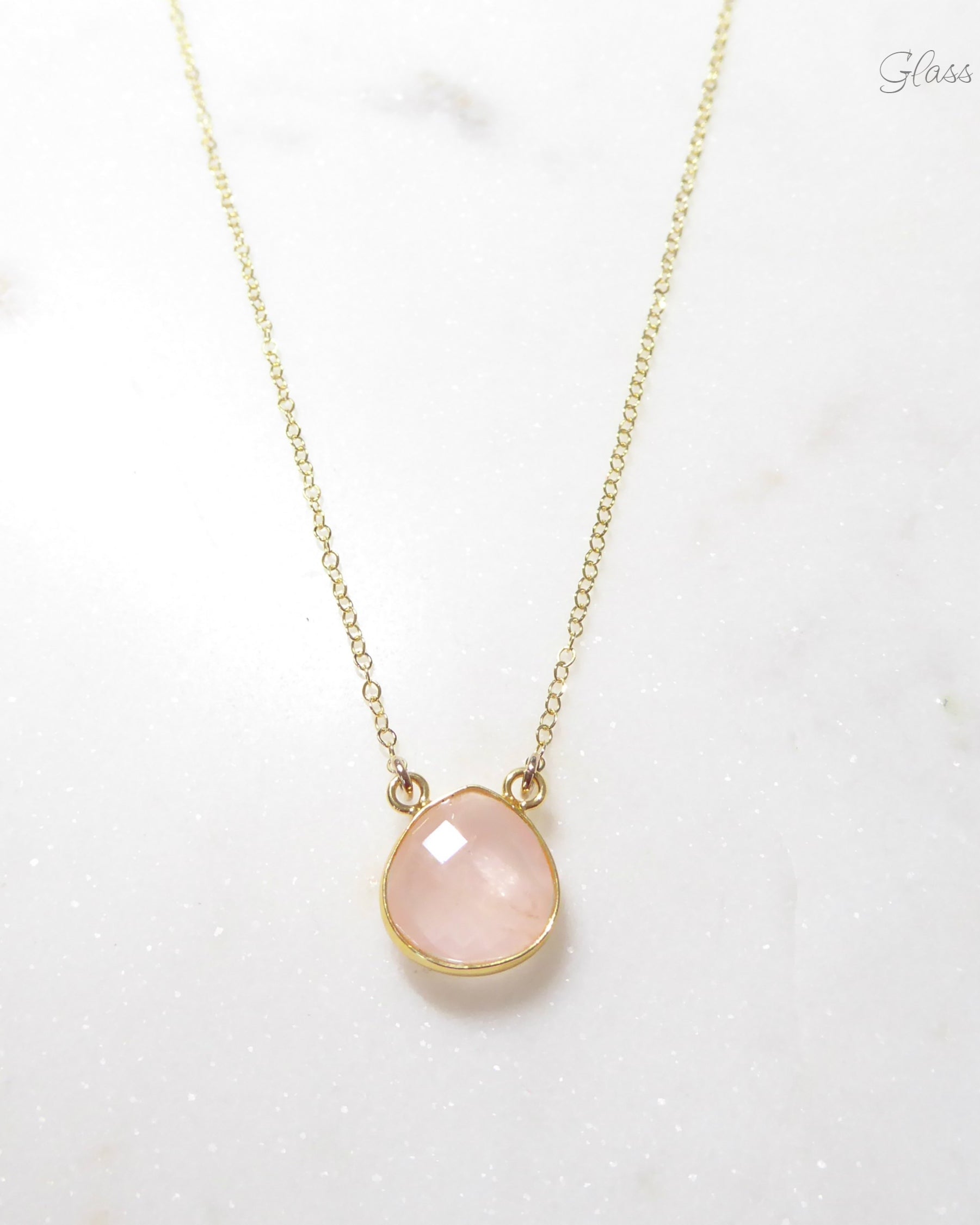 Rose Quartz Pendant Necklace On Dainty 14k Gold Fill Chain