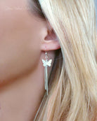 Long Sterling Silver Butterfly Earrings With Chain Dangle