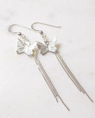 Long Sterling Silver Butterfly Earrings With Chain Dangle