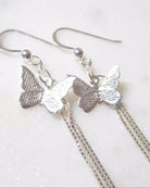 Long Sterling Silver Butterfly Earrings With Chain Dangle