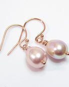 Freshwater Pearl Champagne Pink Pearl Teardrop Earrings - Rose Gold