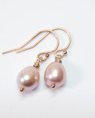 Freshwater Pearl Champagne Pink Pearl Teardrop Earrings - Rose Gold