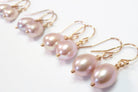 Freshwater Pearl Champagne Pink Pearl Teardrop Earrings - Sterling Silver, Gold or Rose Gold