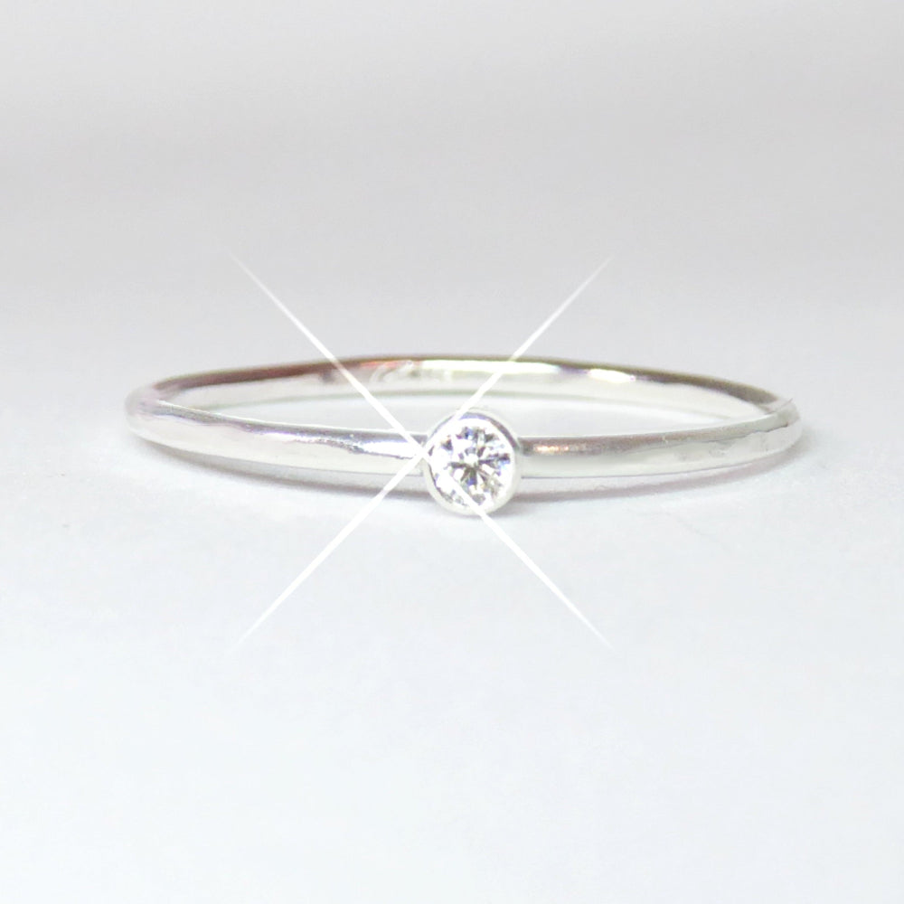 Small Cubic Zirconia Solitare Ring For Women - 14k Gold Fill, Rose Gold or Sterling Silver
