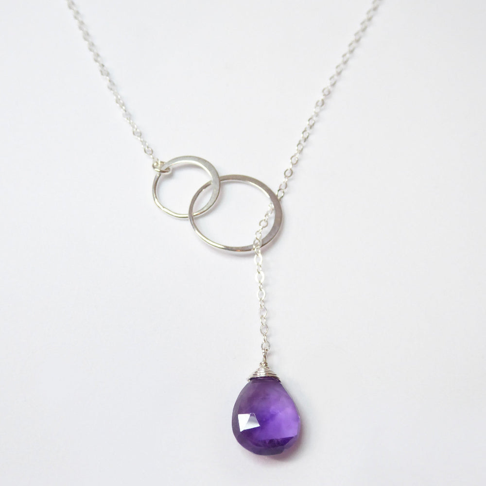 Amethyst Lariat Y Necklace For Women - No Clasp