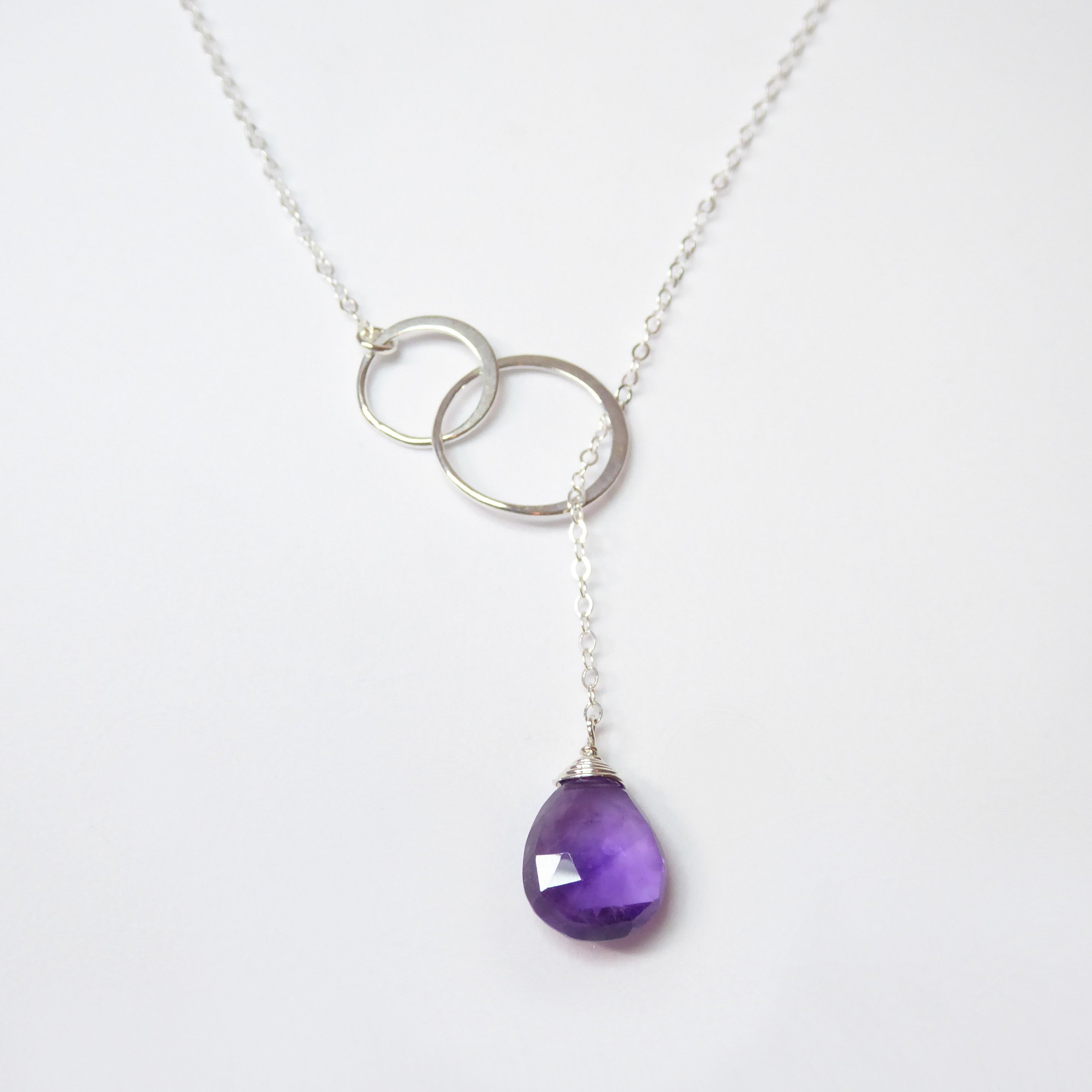 Amethyst Lariat Y Necklace For Women - No Clasp