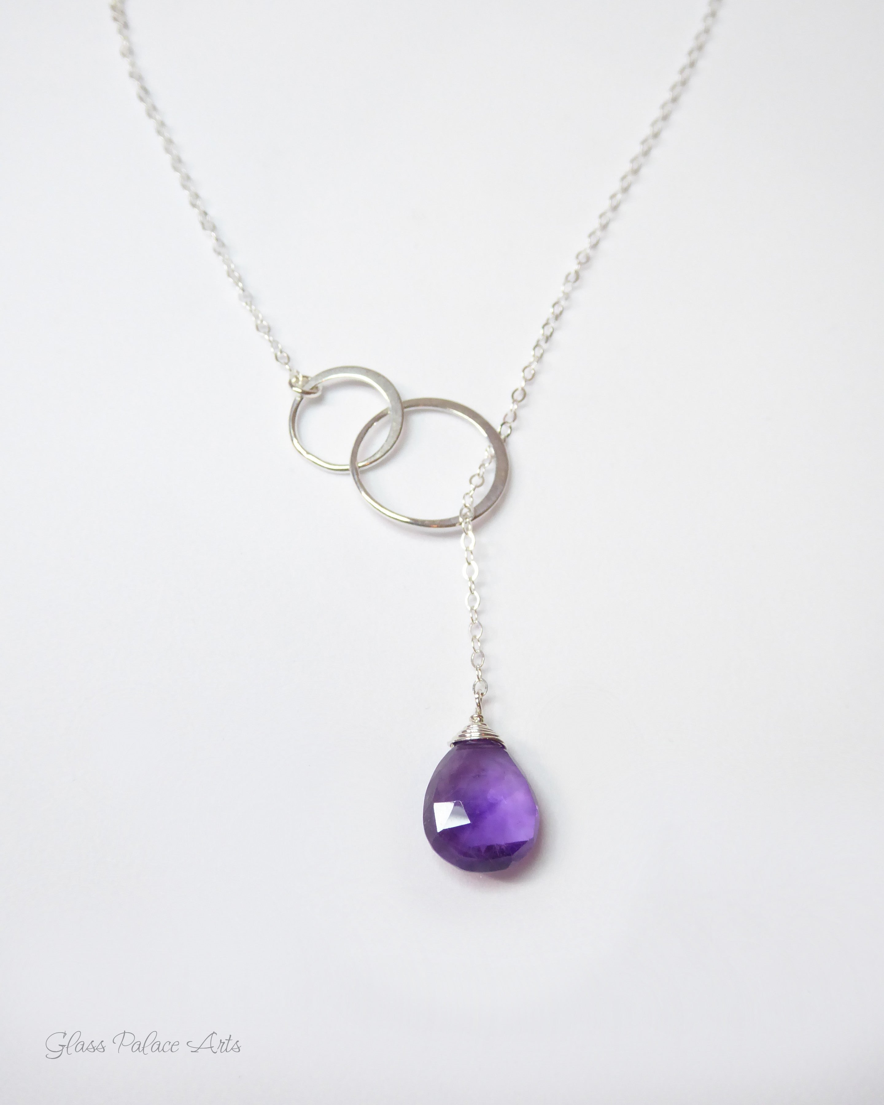 Amethyst Lariat Y Necklace For Women - No Clasp