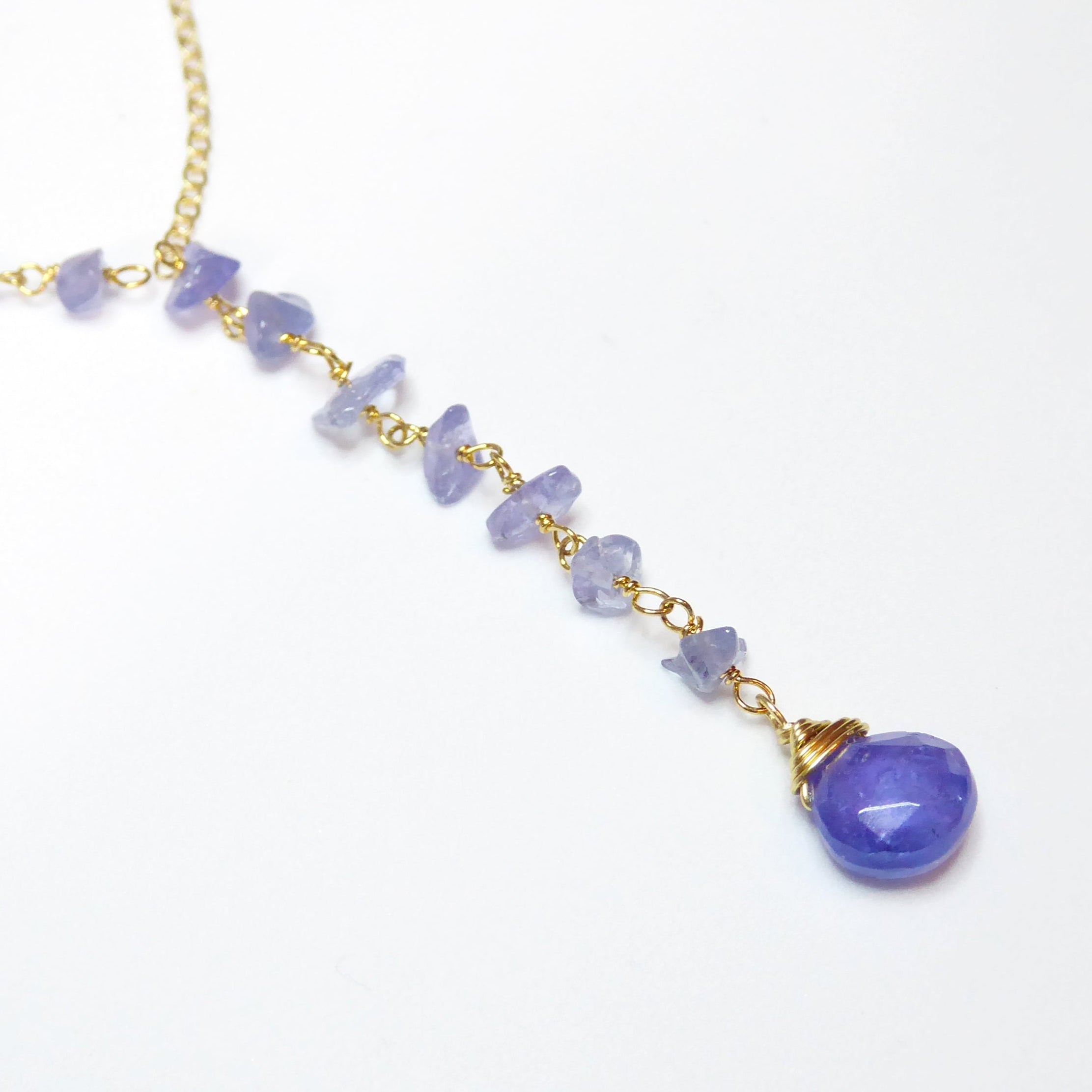 Tanzanite Necklace With Beaded Gemstone Chain