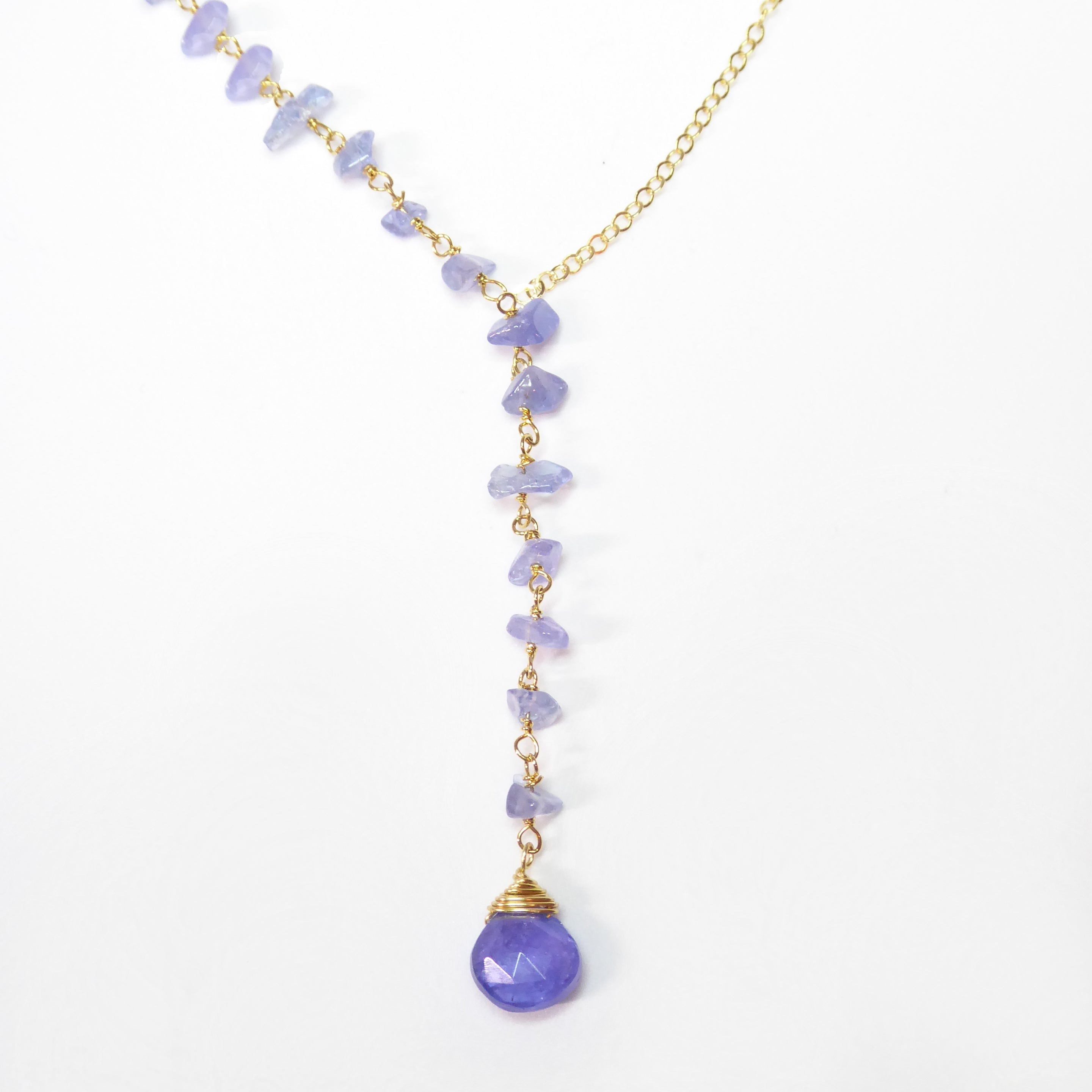 Tanzanite Necklace With Beaded Gemstone Chain