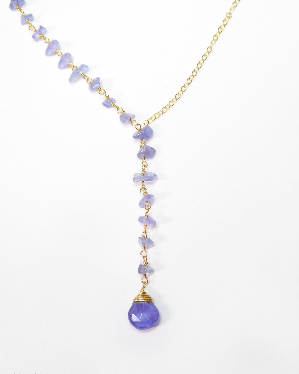 Tanzanite Necklace With Beaded Gemstone Chain