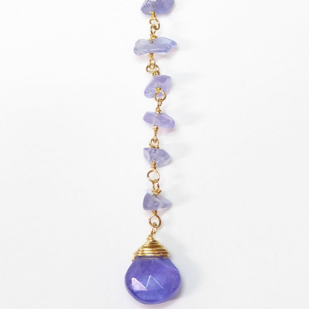 Tanzanite Necklace With Beaded Gemstone Chain