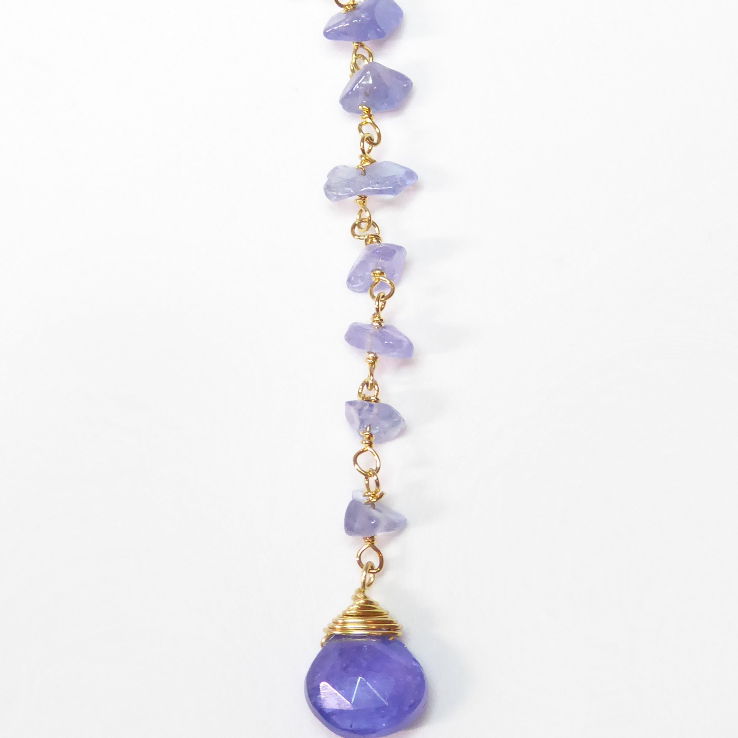 Tanzanite Necklace With Beaded Gemstone Chain