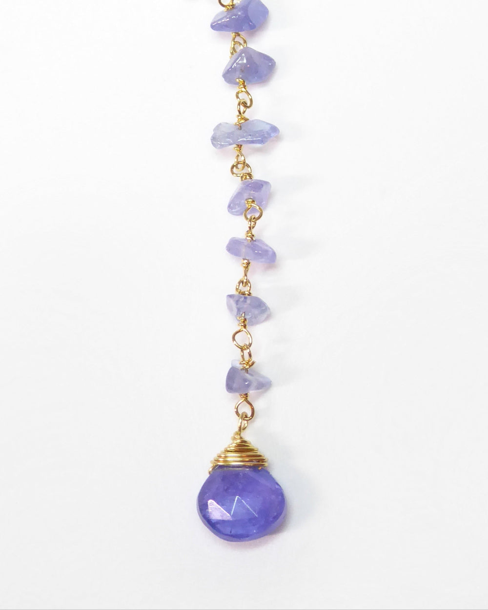 Tanzanite Necklace With Beaded Gemstone Chain