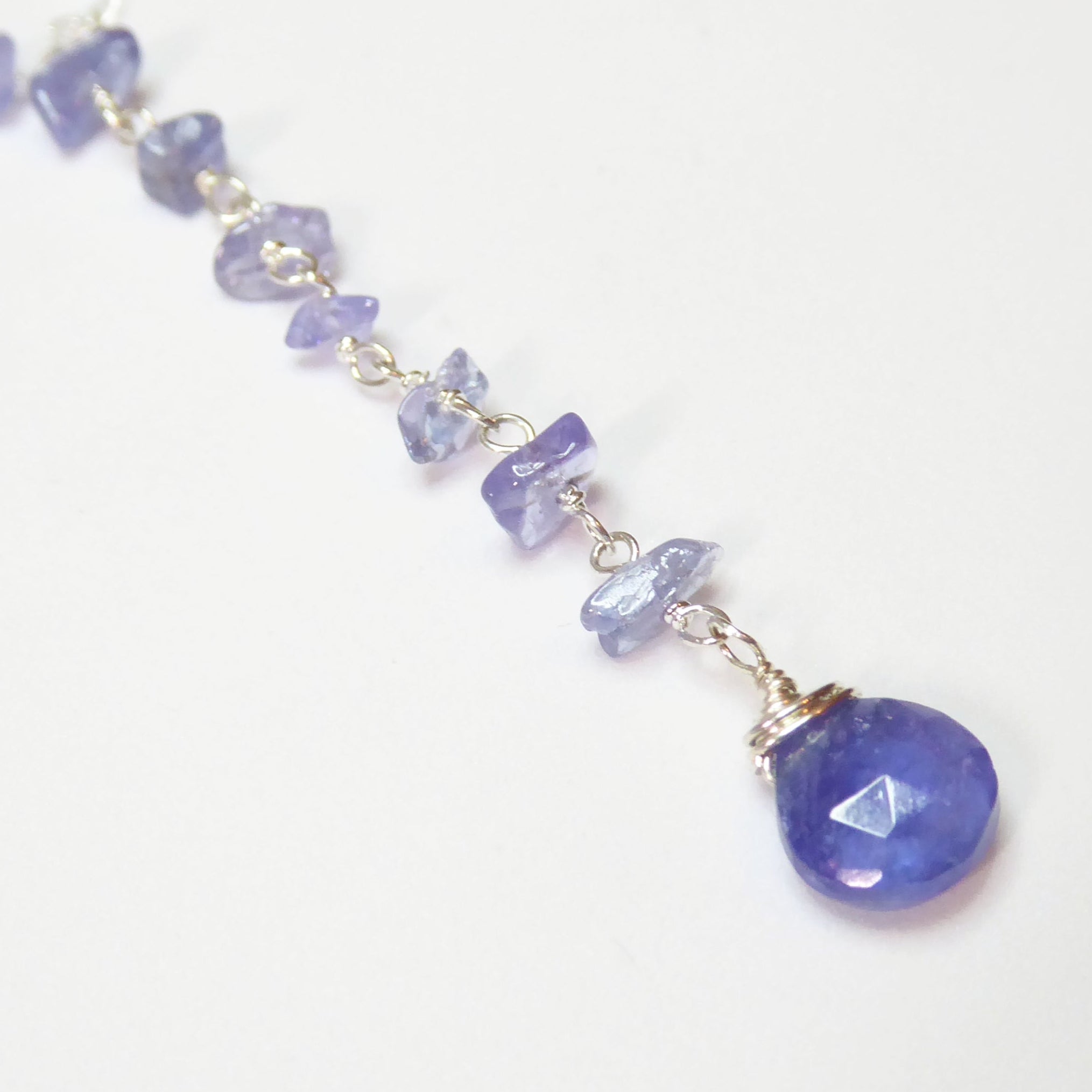 Tanzanite Necklace With Beaded Gemstone Chain