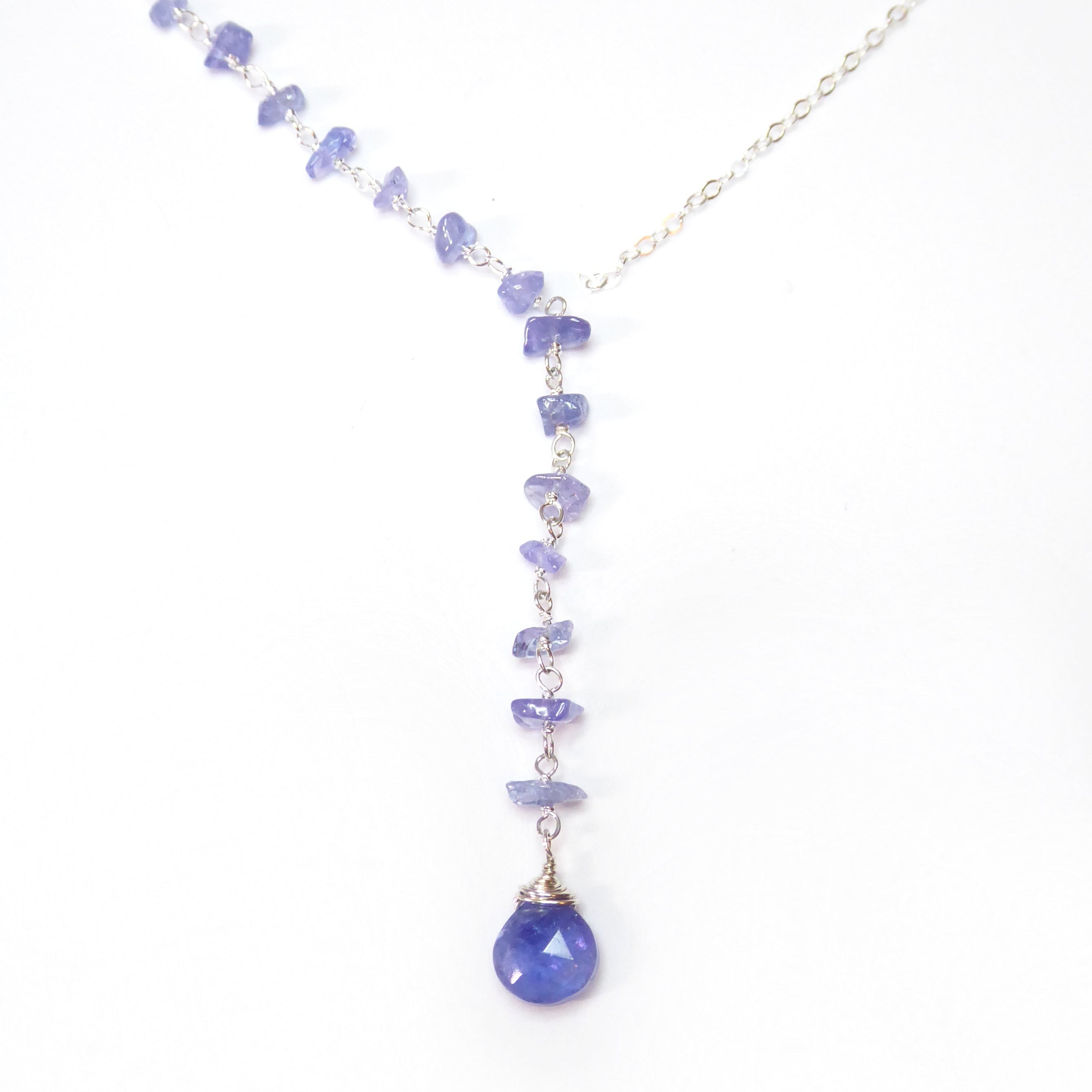 Tanzanite Necklace With Beaded Gemstone Chain