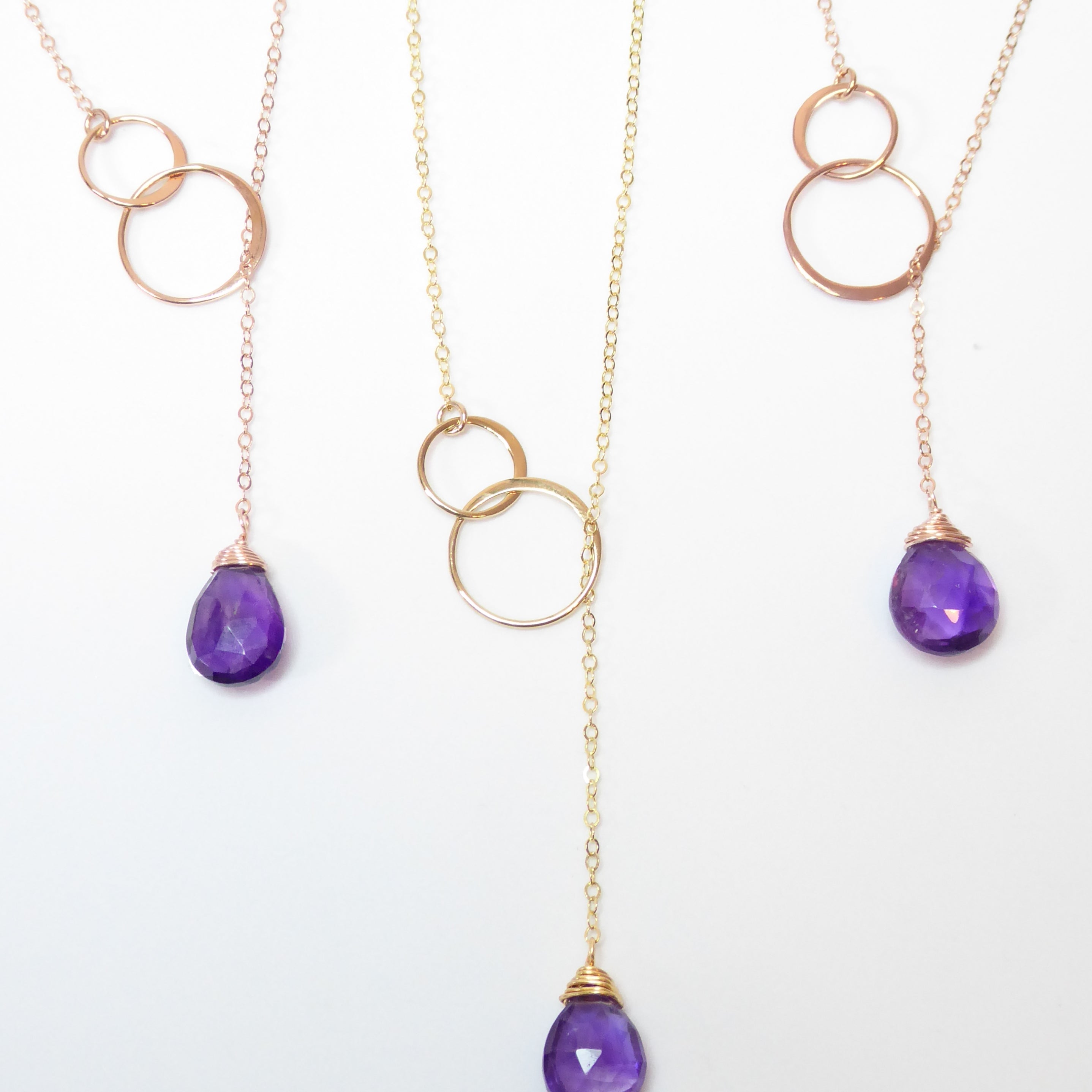 Amethyst Lariat Y Necklace For Women - No Clasp