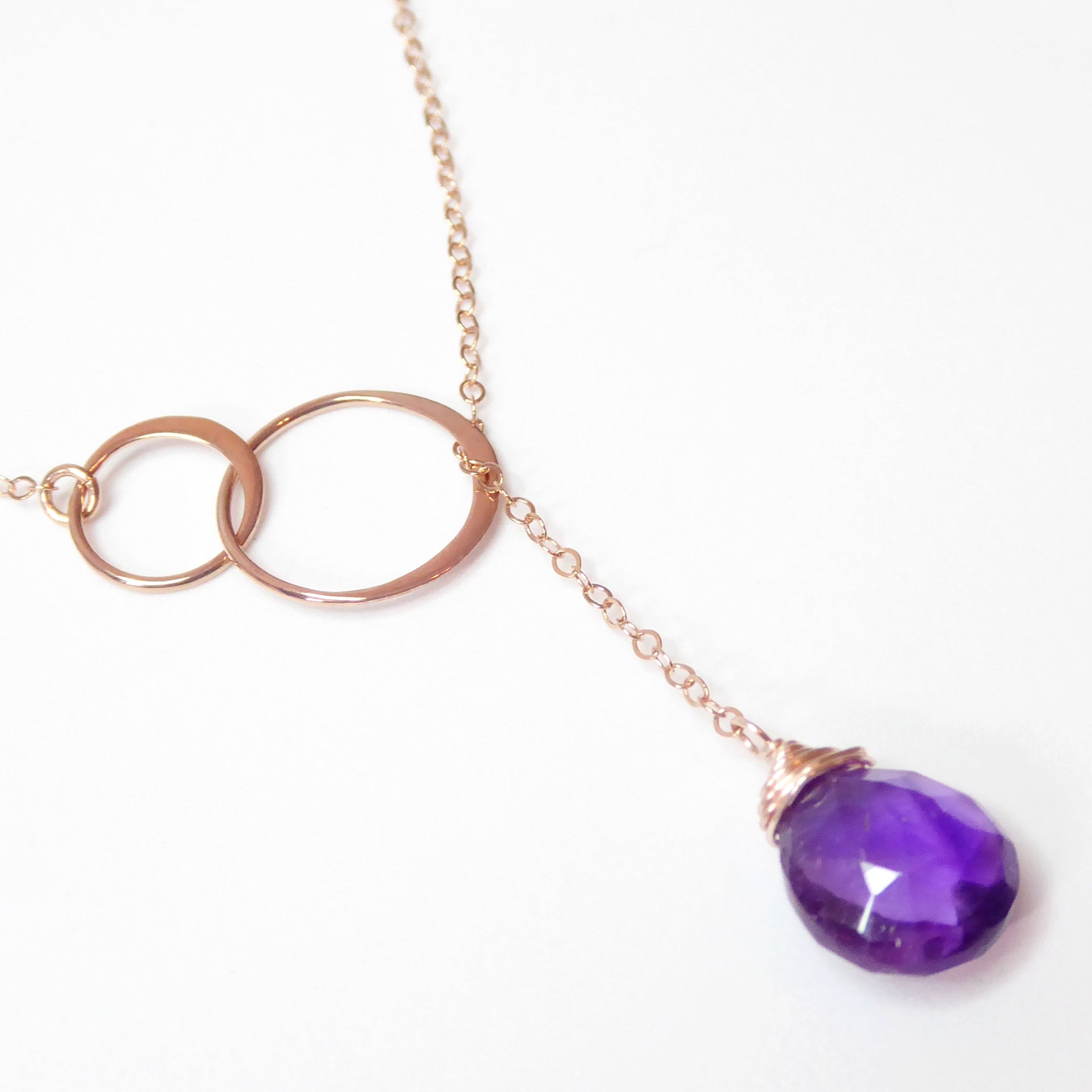 Amethyst Lariat Y Necklace For Women - No Clasp