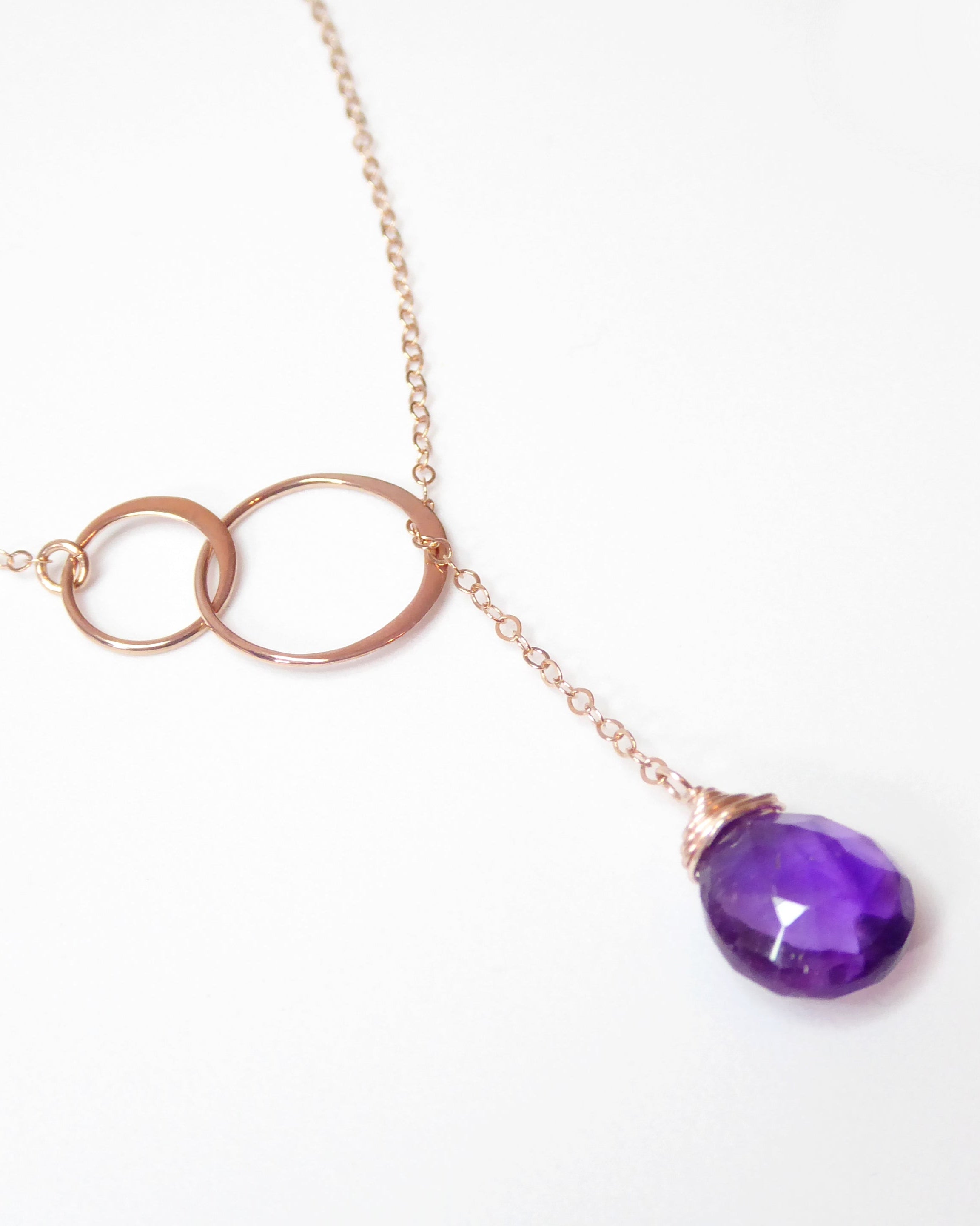 Amethyst Lariat Y Necklace For Women - No Clasp