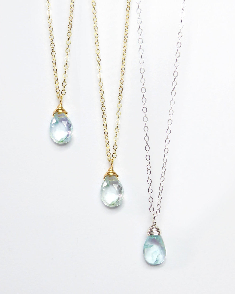Genuine Aquamarine Teardrop Necklace ~ March Birthstone Gemstone Jewelry