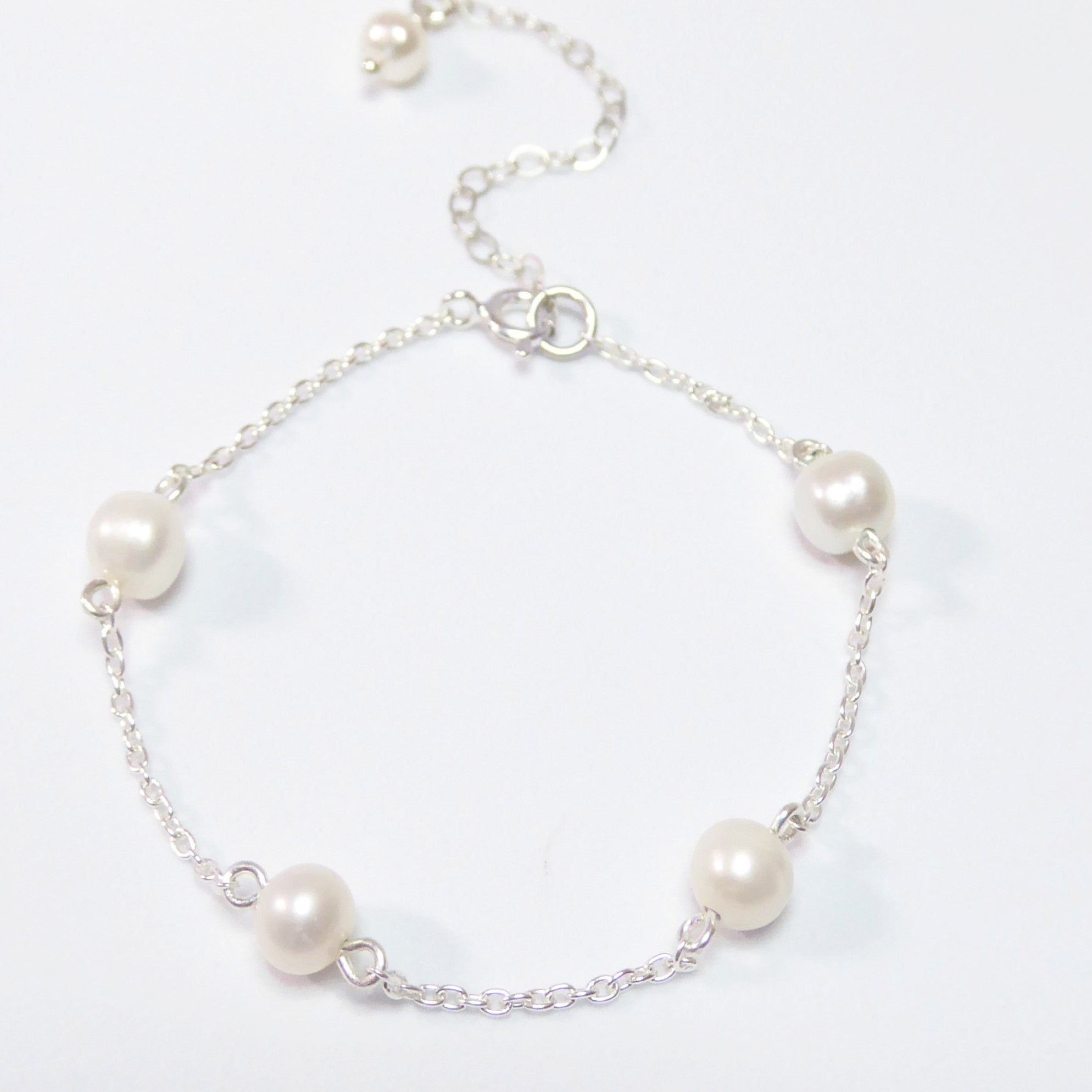 Sterling Silver Freshwater Pearl Bracelet For Women - Adjustable Length